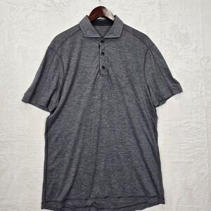 Lululemon Polo Shirt Men M‎ Gray Evolution Lightweight Knit Casual Stretch Logo